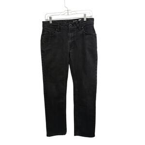 Volcom Nova Solver Black Denim Jeans Men Sz 30 Pants Straight Skater Rave Preppy